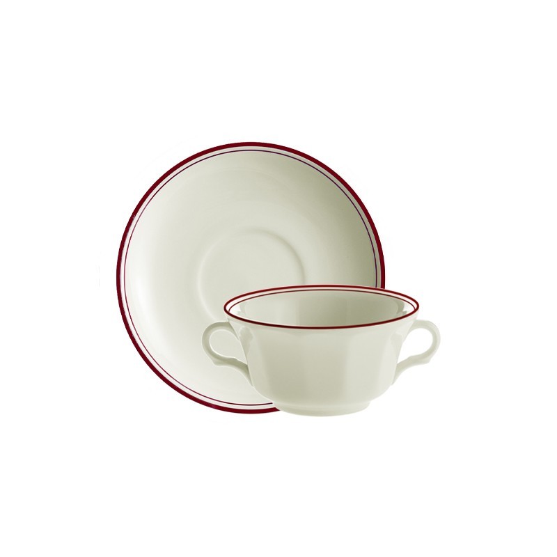 Set de 4 tazas de consomé con platillos colección Basic Line Red