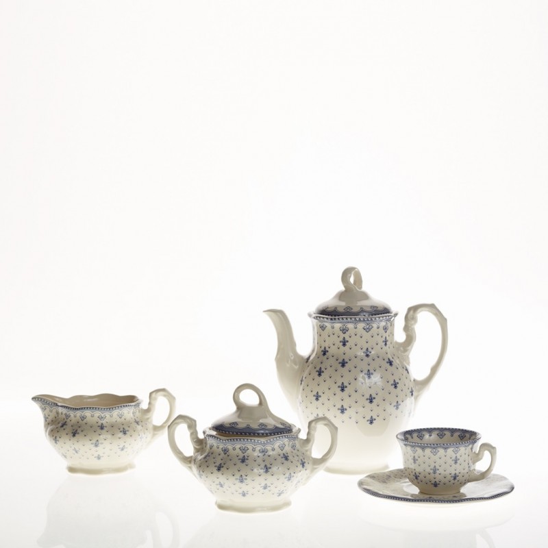 Juego de café de 27 piezas colección Flor de Lis Azul