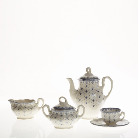 Juego de café de 27 piezas colección Flor de Lis Azul