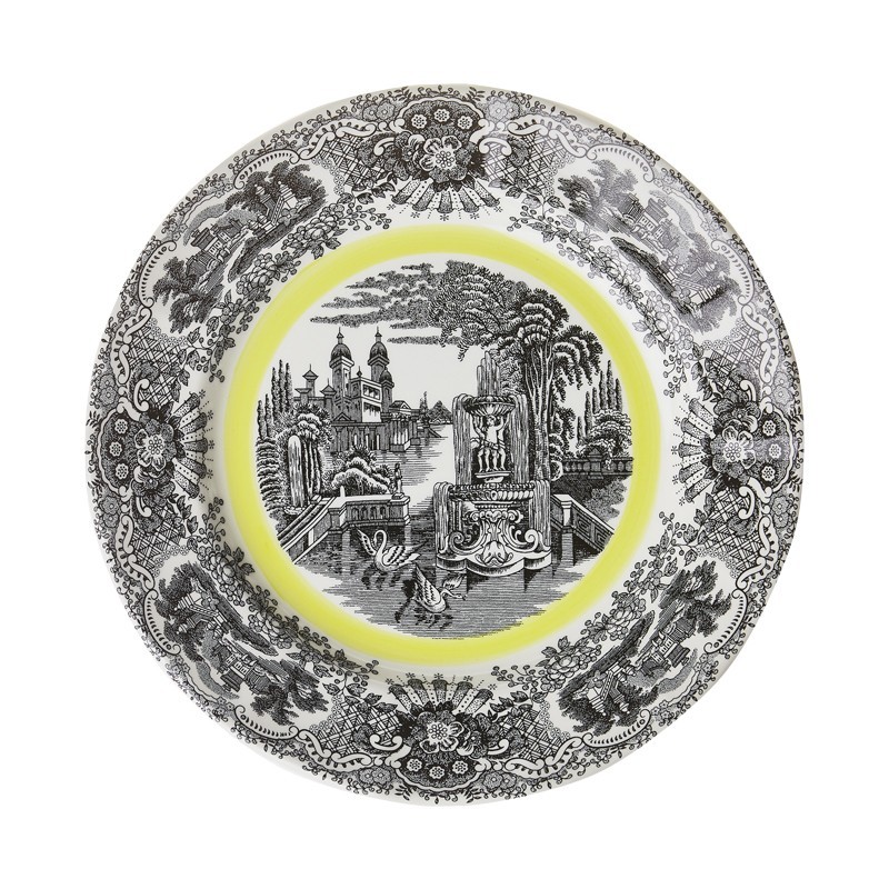 Plato llano 28 cm colección Negro Vistas Yellow by Aaron Stewart
