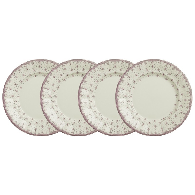 Set de 4 platos llanos colección Flor de Lis Rosa