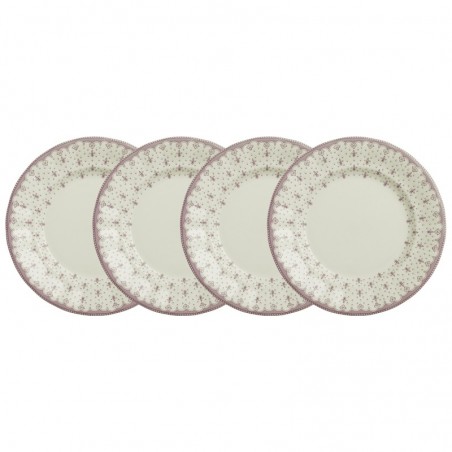 Set de 4 platos llanos colección Flor de Lis Rosa