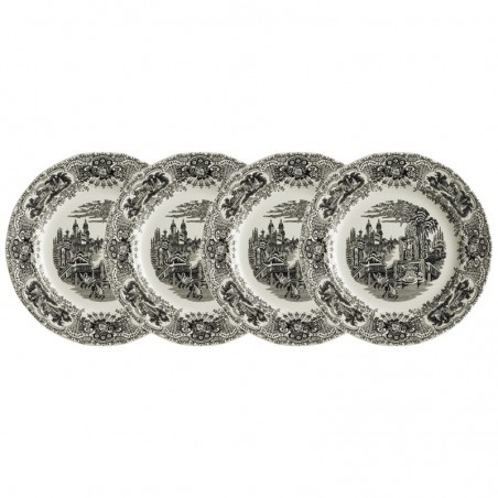 Set de 4 platos llanos colección Negro Vistas
