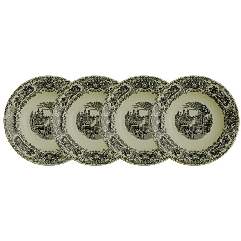 Set de 4 platos hondos colección Negro Vistas