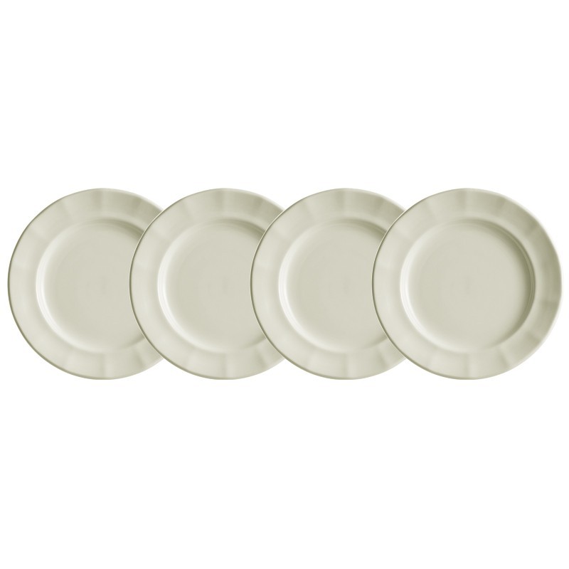 Set de 4 platos de postre colección Ochavada Blanca