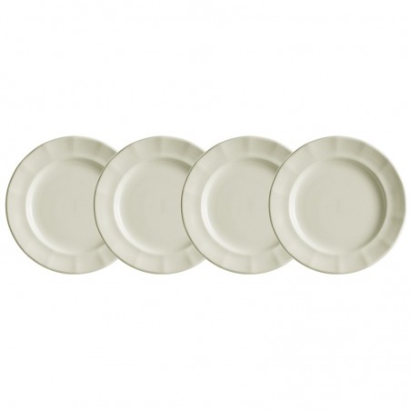 Set de 4 platos de postre colección Ochavada Blanca