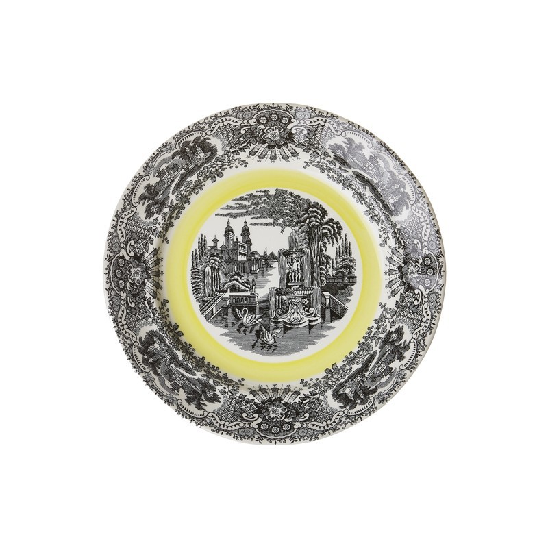 Plato de postre colección Negro Vistas Yellow by Aaron Stewart